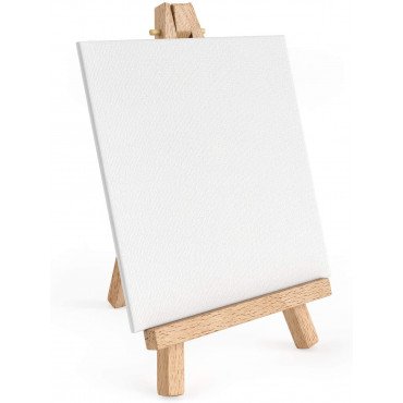 Stretched Canvas 6x6 inch with 8 inch mini Easel set of 14