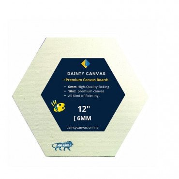 12" Inch Hexagon Premium Canvas Board for Acrylic Painting 