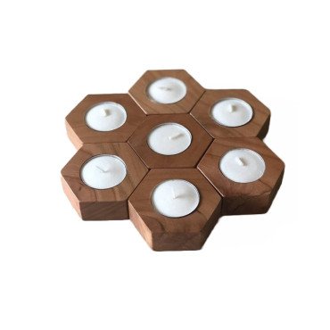 Hexagon Wood Candle Holder Dainty Canvas 