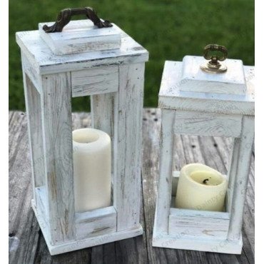  Rustic Wooden Lantern Candle Holder