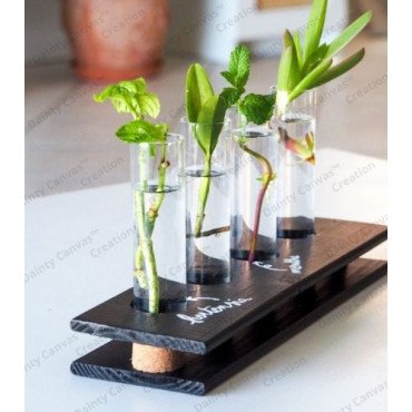 Wooden Planter small with Glass Tubes 