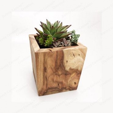 Dainty Canvas Wooden Planter Pot