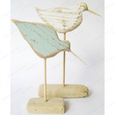 Wooden Birds Sculpture Set of 2