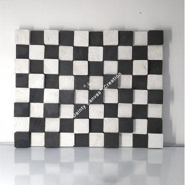 Black And White Wooden Block Art 16x20 inch