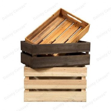 Multi Color Wooden Crate Set of 3