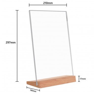 A4 Acrylic Display with  Inclined Wooden Base Pack of 3