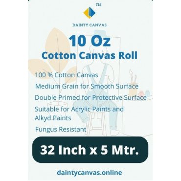  Double Primed Cotton Canvas Roll 32 Inch × 5 Meter Dainty Canvas®