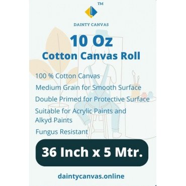  36inch x 5 Meter Primed cotton Canvas Roll Dainty Canvas®