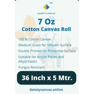 36inch x 5 Meter Double Primed Cotton Canvas Roll Dainty Canvas®