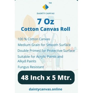 48inch x 5 Meter Double Primed Cotton Canvas Roll Dainty Canvas®