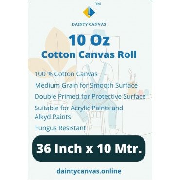 Double Primed cotton Canvas Roll 36inch x 10 Meter Dainty Canvas®