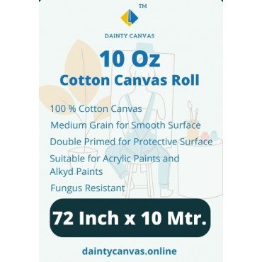 Double Primed Cotton Canvas Roll 72inch x 10 Meter Dainty Canvas®