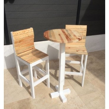 "Beach Shade" White Wooden Chair set with high table