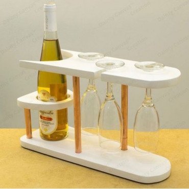 White Wooden Caddy for 3 Glass and 1 Beer Holder