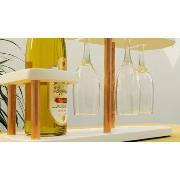 White Wooden Caddy for 3 Glass and 1 Beer Holder