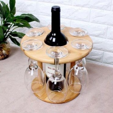  Countertop Wooden Caddy for 6 Glass and 1 Beer Holder