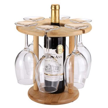  Countertop Wooden Caddy for 6 Glass and 1 Beer Holder