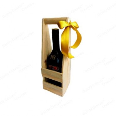 Wooden One Bottle Table Caddy with Handle set of 2