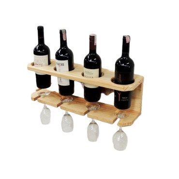 Pine Wood Mountwood Drink Bottel and Glass Holder