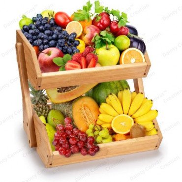 Dainty Canvas Wooden kitchen Storage for Fruits & Vegetables Two Tries