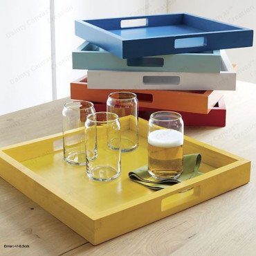 Square Wooden Serving Trays with Handle