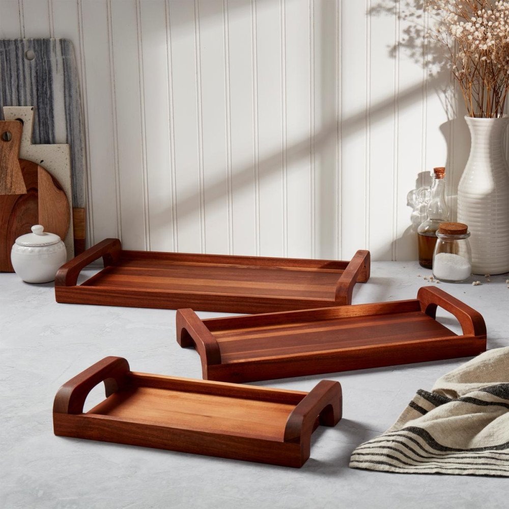 Stylish Wooden Serving Tray set of 3