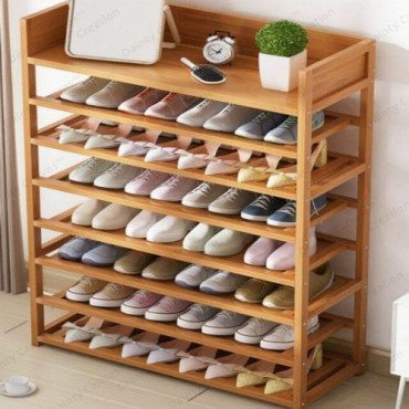 Dainty Canvas Wooden Shoes Rack