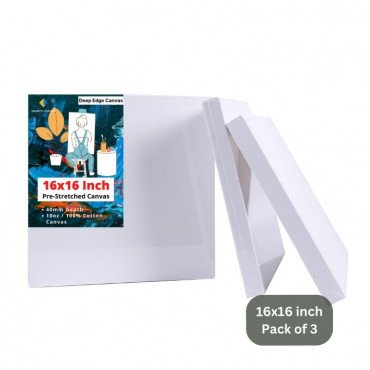 16x16 Inch Deep Edge Stretched Canvas Combo pack 3