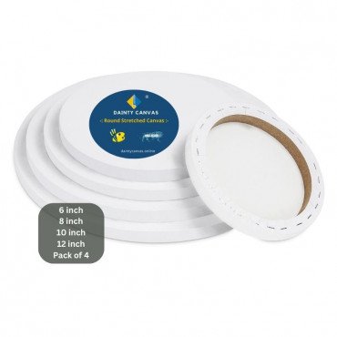 6", 8", 10", 12" Inch Round Stretched Canvas 4 pack 