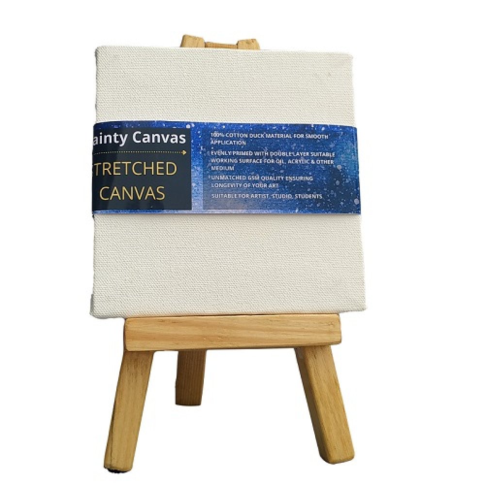 Stretched Canvas 4x4 inch with 10inch Mini Easel