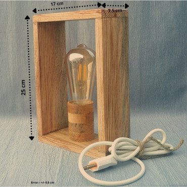 Box Shape Artistic Wooden Table Lamp