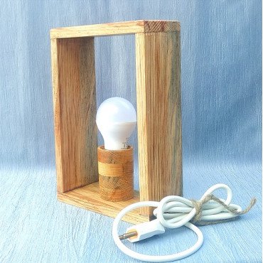 Box Shape Artistic Wooden Table Lamp