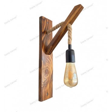 Industrial Wooden Wall Lamp 