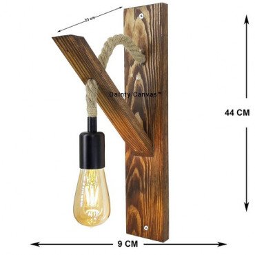 Industrial Wooden Wall Lamp 