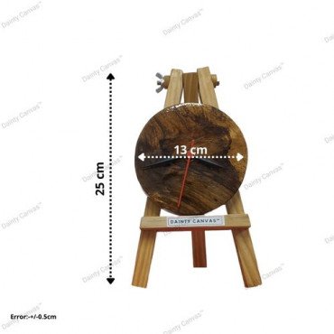 Round Wooden table clock on easel 