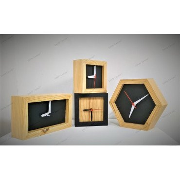 Hexagon Wooden Desktop Table Clock
